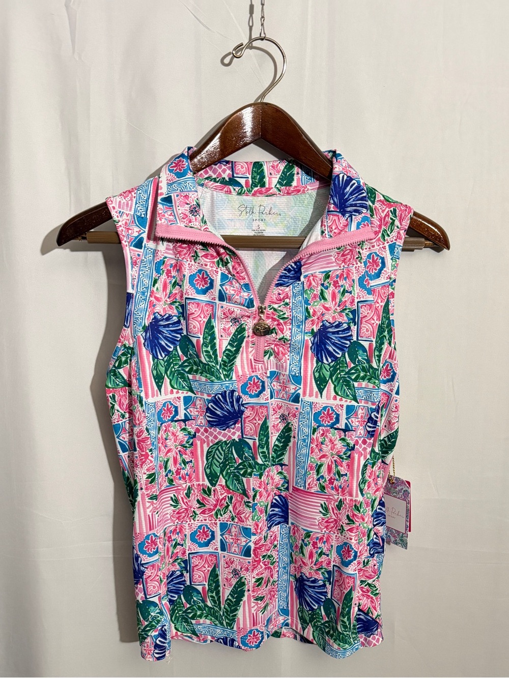 Stella Parker Sport Capri Floral Sleeveless Golf Polo S NWT
